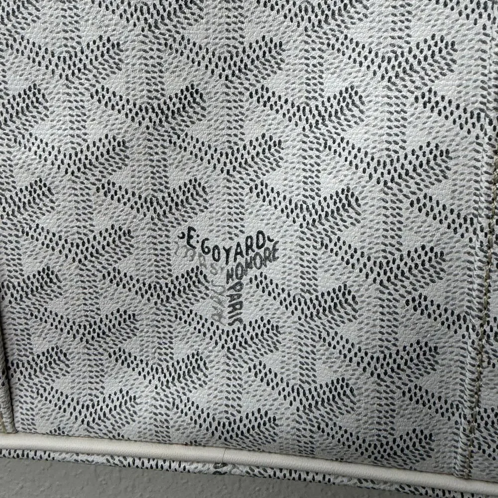 Goyard Ambassade MM White Goyardine Briefcase Laptop Bag AG Personalized